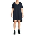 thumbnail image 1 of Terra & Sky Women's Plus Size V-Neck T-Shirt Dress with High Low Hem, 1 of 5