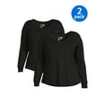thumbnail image 1 of Terra & Sky Women's Plus Size V-Neck T-Shirt with Long Sleeves, 2-Pack, 1 of 5