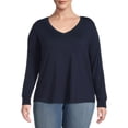 thumbnail image 1 of Terra & Sky Women's Plus Size V-Neck T-Shirt with Long Sleeves, 1 of 5