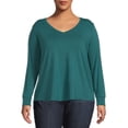 thumbnail image 1 of Terra & Sky Women's Plus Size V-Neck T-Shirt with Long Sleeves, 1 of 5