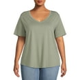 thumbnail image 1 of Terra & Sky Women's Plus Size V-Neck T-Shirt with Short Sleeves, 1 of 5