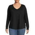 thumbnail image 1 of Terra & Sky Women's Plus Size V-Neck Tee with Long Sleeves, 1 of 5