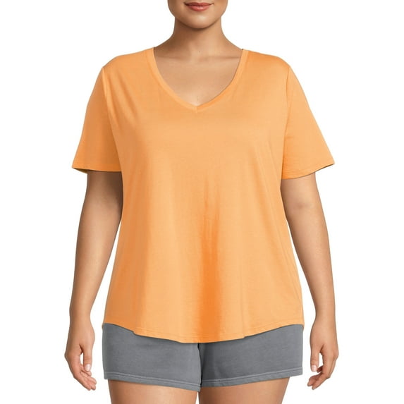 Terra & Sky Women's Plus Size V-Neck Tee with Short Sleeves