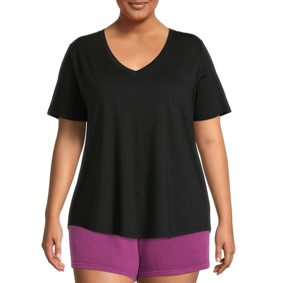 Terra & Sky Women's Plus Size V-Neck Tee with Short Sleeves