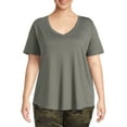 thumbnail image 1 of Terra & Sky Women's Plus Size V-Neck Tee with Short Sleeves, 1 of 5