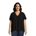 thumbnail image 1 of Terra & Sky Women's Plus Size V-Neck Top with Flutter Sleeves, 1 of 6