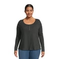 thumbnail image 1 of Terra & Sky Women's Plus Size Waffle Tee with Long Sleeves, Sizes 0X-4X, 1 of 5