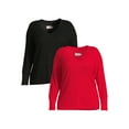 thumbnail image 1 of Terra & Sky Women’s Plus Size Waffle V-Neck Tee, 2-Pack, 1 of 6