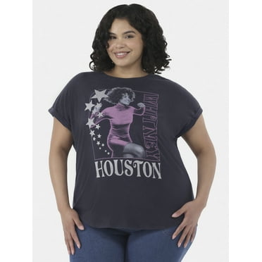 Terra & Sky Women's Plus Size Whitney Houston Graphic Tee with Short Sleeves, Sizes 0X-5X