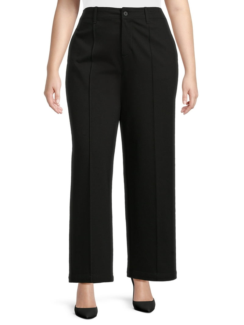 Terra Sky Women's Plus Size Wide Leg Dress Pants, 30” Inseam