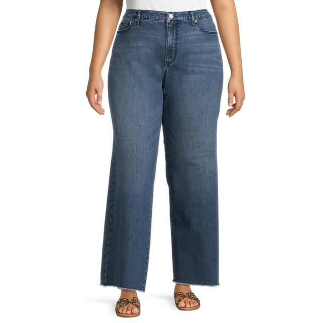 Terra & Sky Women's Plus Size Wide Leg Jeans - Walmart.com