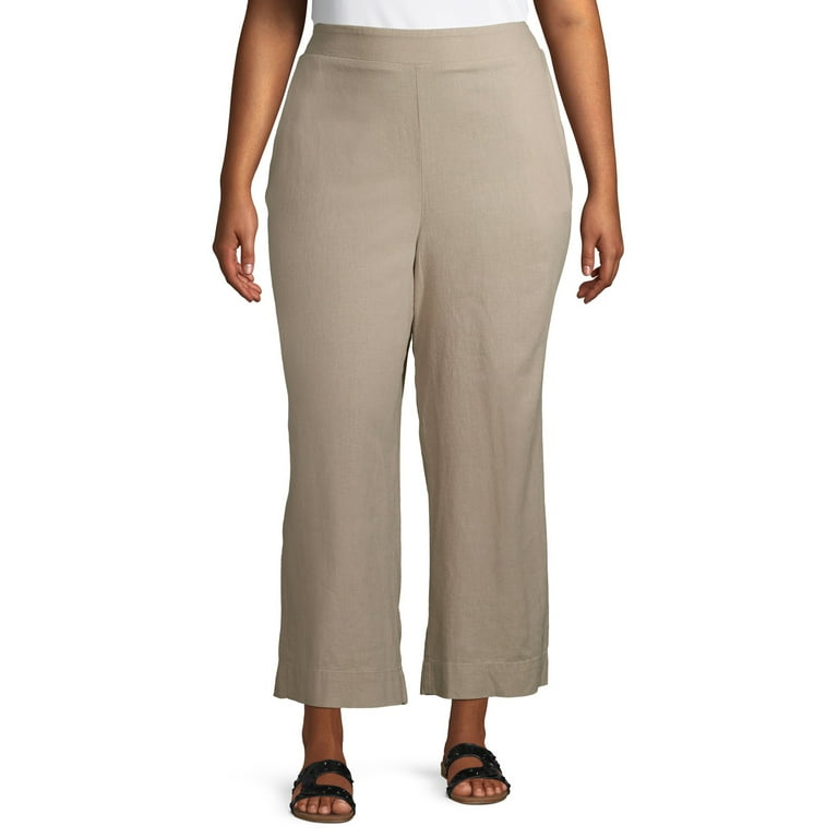 Terra & Sky Grey Plus Size Wide Leg Pull-On Capri Pants, Grey, 0X