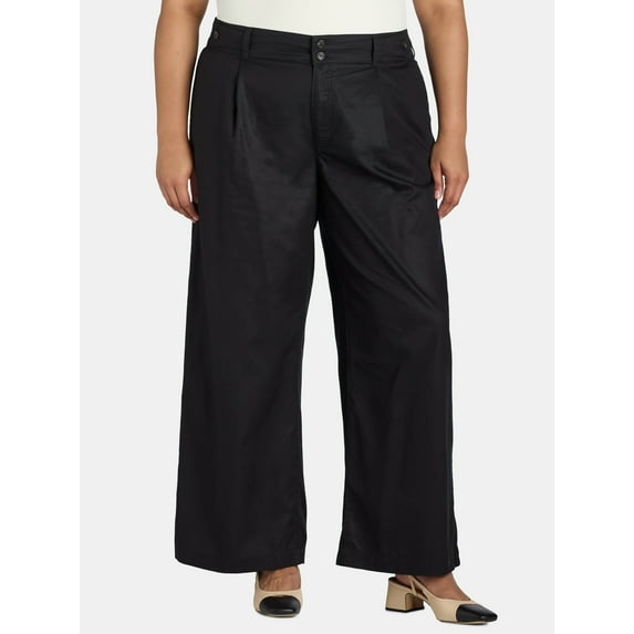Terra & Sky Women's Plus Size Wide Leg Pants, 30" Inseam, Sizes 0X-5X