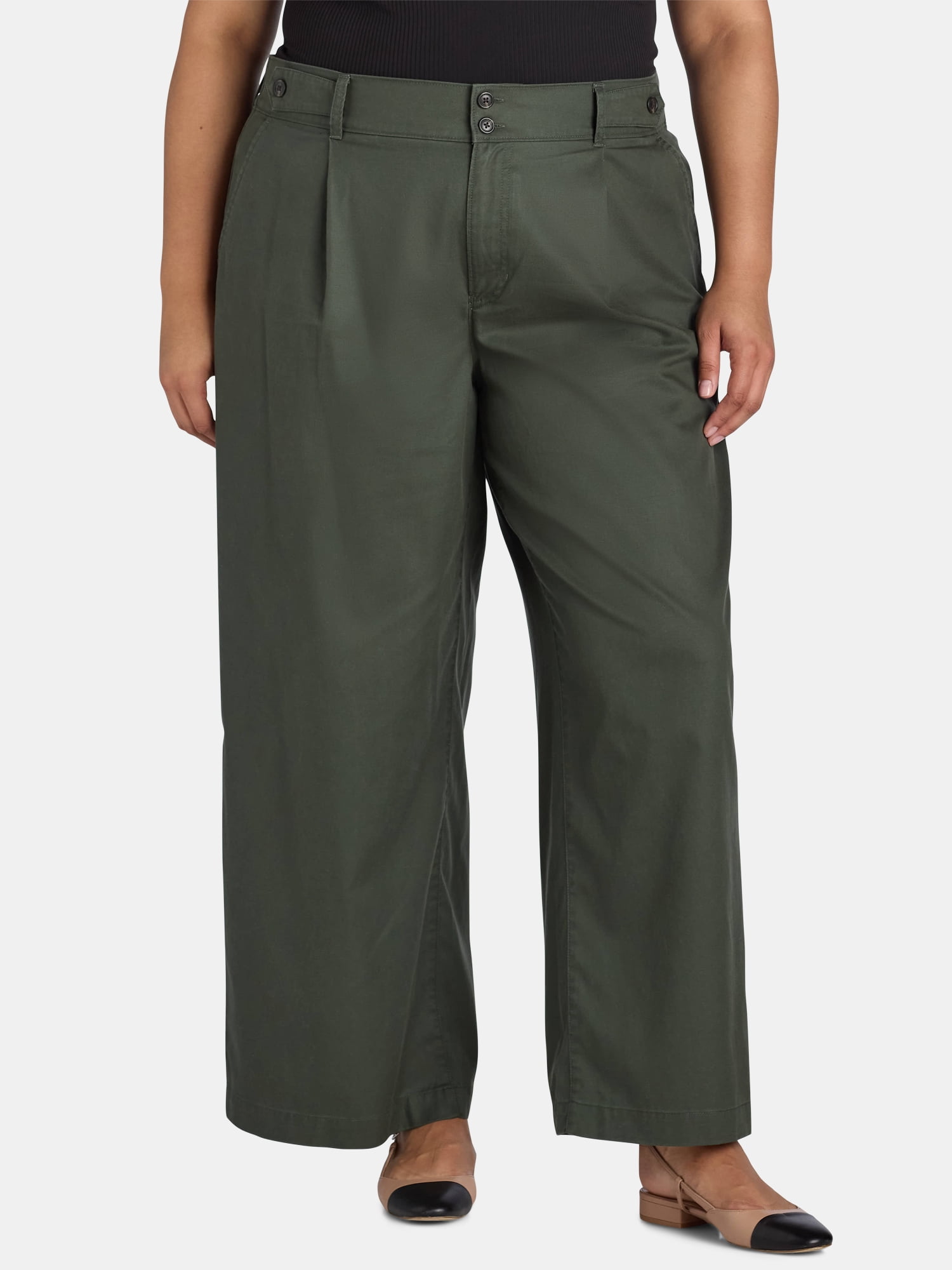 Terra & Sky Women's Plus Size Wide Leg Pants, 30" Inseam, Sizes 0X-5X
