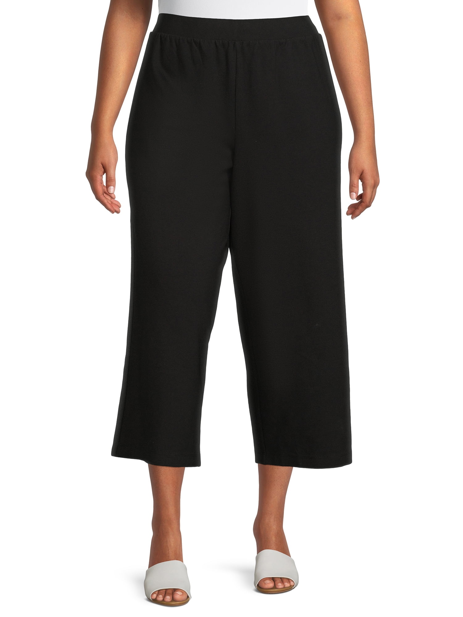 Terra & Sky Women's Plus Size Wide Leg Ponte Pants - Walmart.com