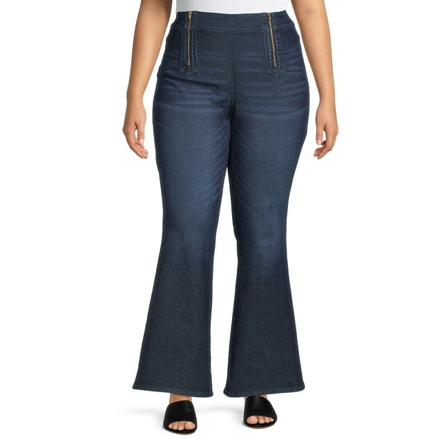 Terra & Sky Women’s Plus Size Zip Flare Jeans - Walmart.com