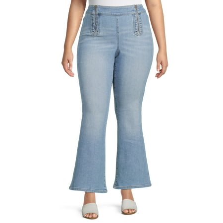 Terra & Sky Women’s Plus Size Zip Flare Jeans