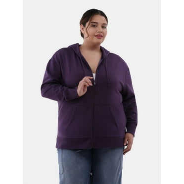 Terra & Sky Women’s Plus Size Zip Front Fleece Hoodie Jacket