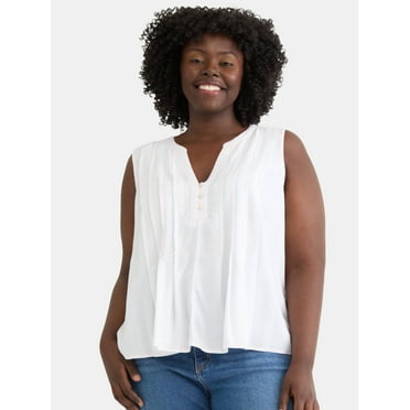 Terra & Sky Women's Plus Sleeveless Pintuck Top, Sizes 0X-4X
