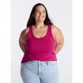 thumbnail image 1 of Terra & Sky Women's Plus Ribbed Tank Top, Scoop Neck, Dark Azalea, 4X, 1 of 5