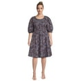 thumbnail image 1 of Terra & Sky Women's Plus Smocked Dress with Puff Sleeves, 1 of 5
