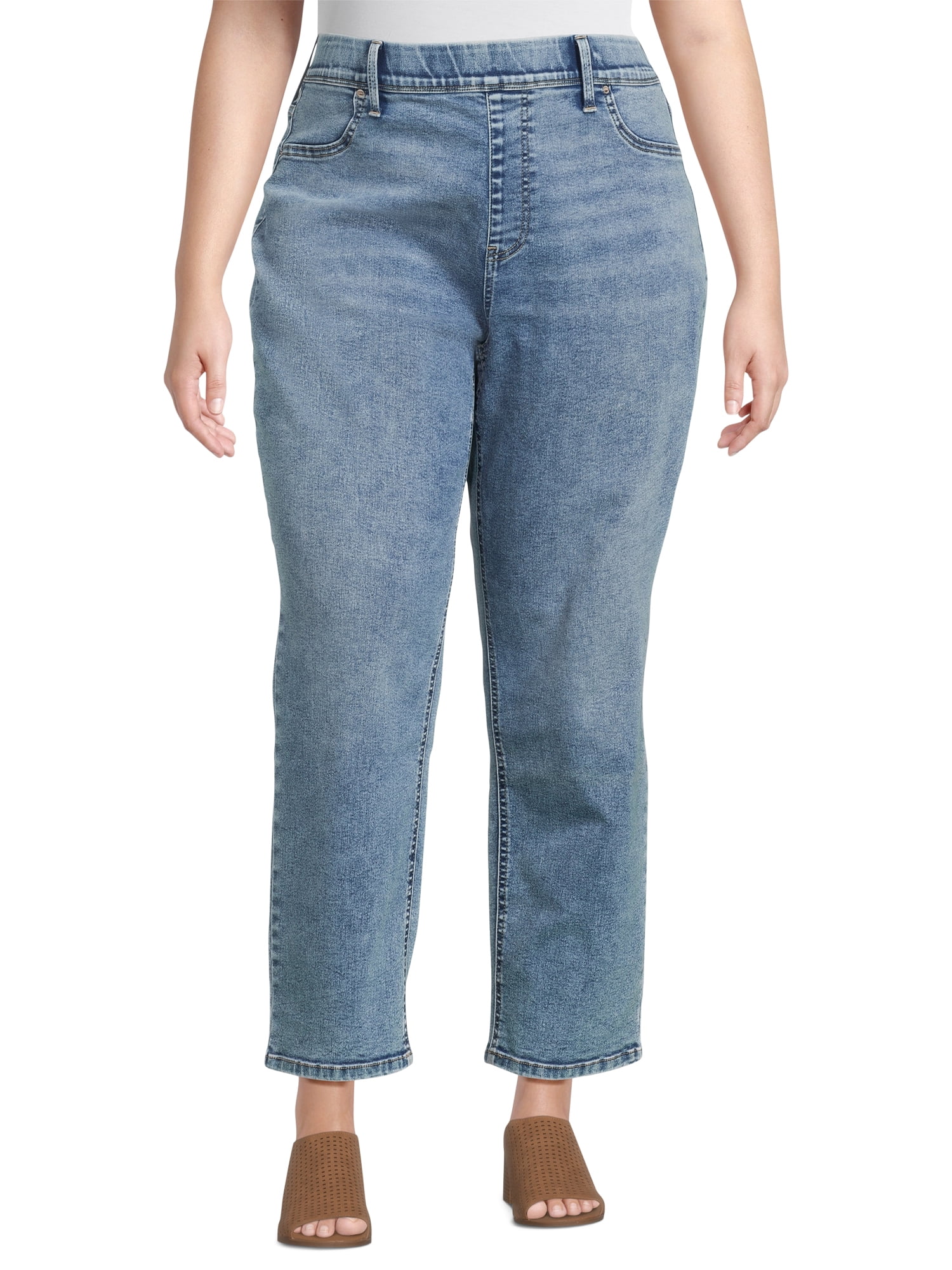 Terra & Sky Women’s Plus Straight Leg Jeggings, 29” Inseam, Sizes 0X-4X
