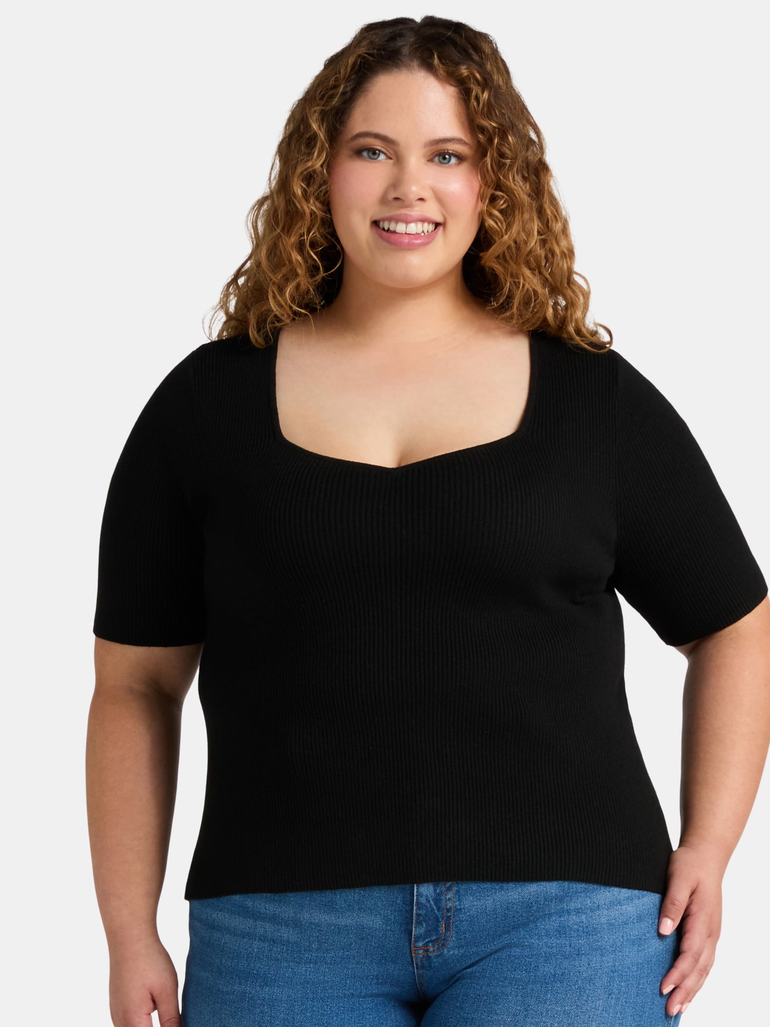 black peasant top plus size