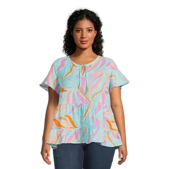 Terra & Sky Women's Plus Swing Tiered Top