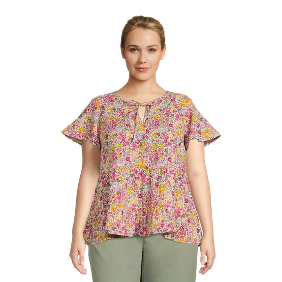 Terra & Sky Women's Plus Swing Tiered Top
