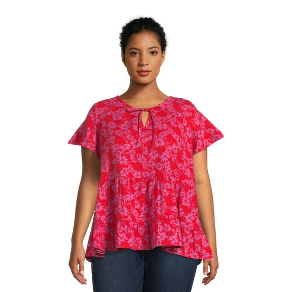 Terra & Sky Women's Plus Swing Tiered Top