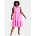 thumbnail image 1 of Terra & Sky Women's Plus Tank Eyelet Midi Dress, Sizes 0X-5X, 1 of 4