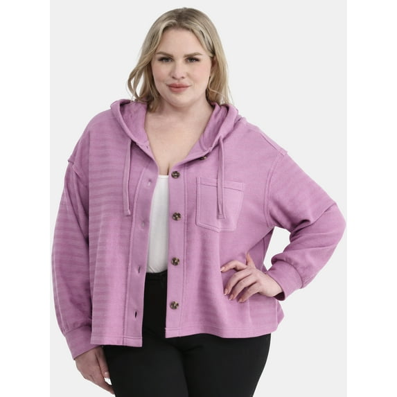 Terra & Sky Women’s Plus Textured Hoodie, Sizes 0X-5X