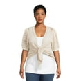 Terra & Sky Women’s Plus Tie Front Shrug, Midweight, Sizes 0X4X