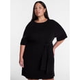 thumbnail image 1 of Terra & Sky Women's Plus Tie Waist Mini Sweater Dress with Short Sleeves, Sizes 0X-5X, 1 of 5