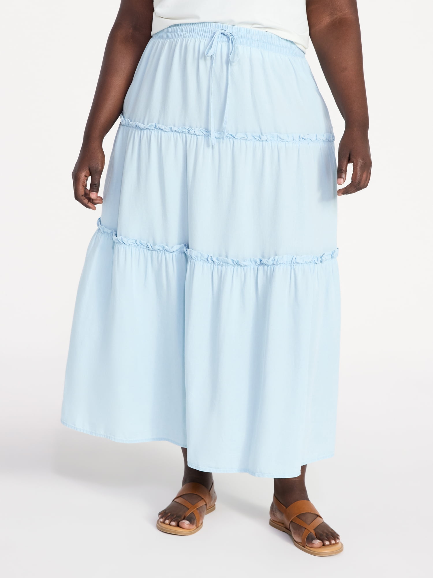 Terra & Sky Women's Plus Size Tiered Maxi Skirt, Sizes 0X-5X