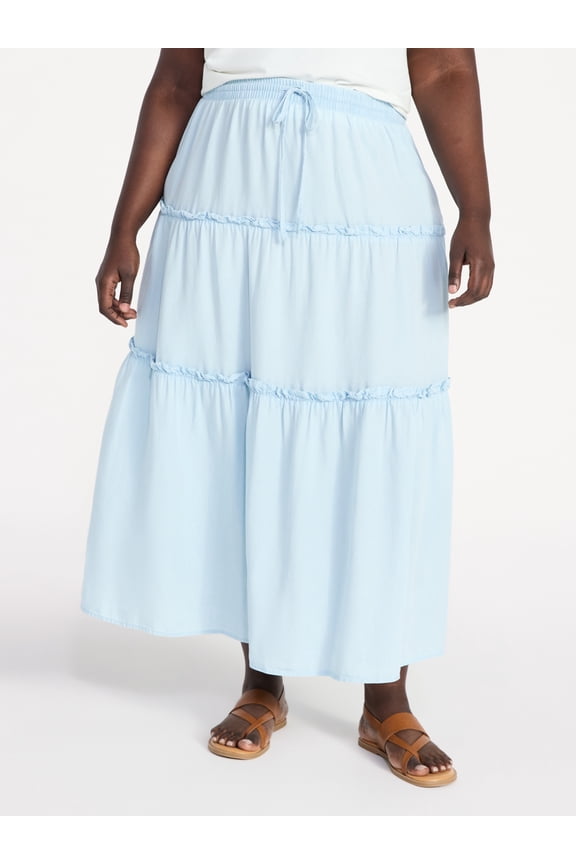 Women's Plus Size Tiered Maxi Skirt, Sizes 0X-5X