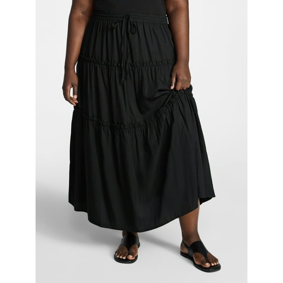 Terra & Sky Women's Plus Size Tiered Maxi Skirt, Sizes 0X-5X