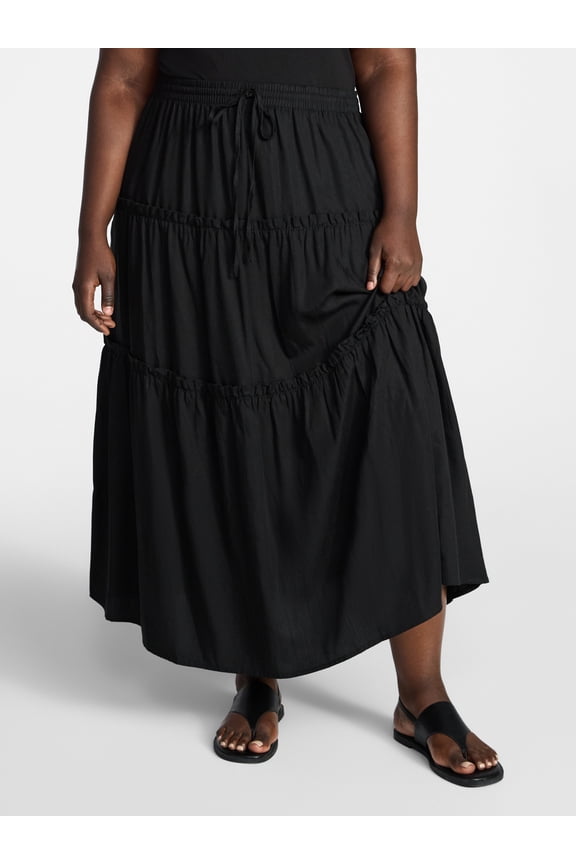 Women's Plus Size Tiered Maxi Skirt, Sizes 0X-5X