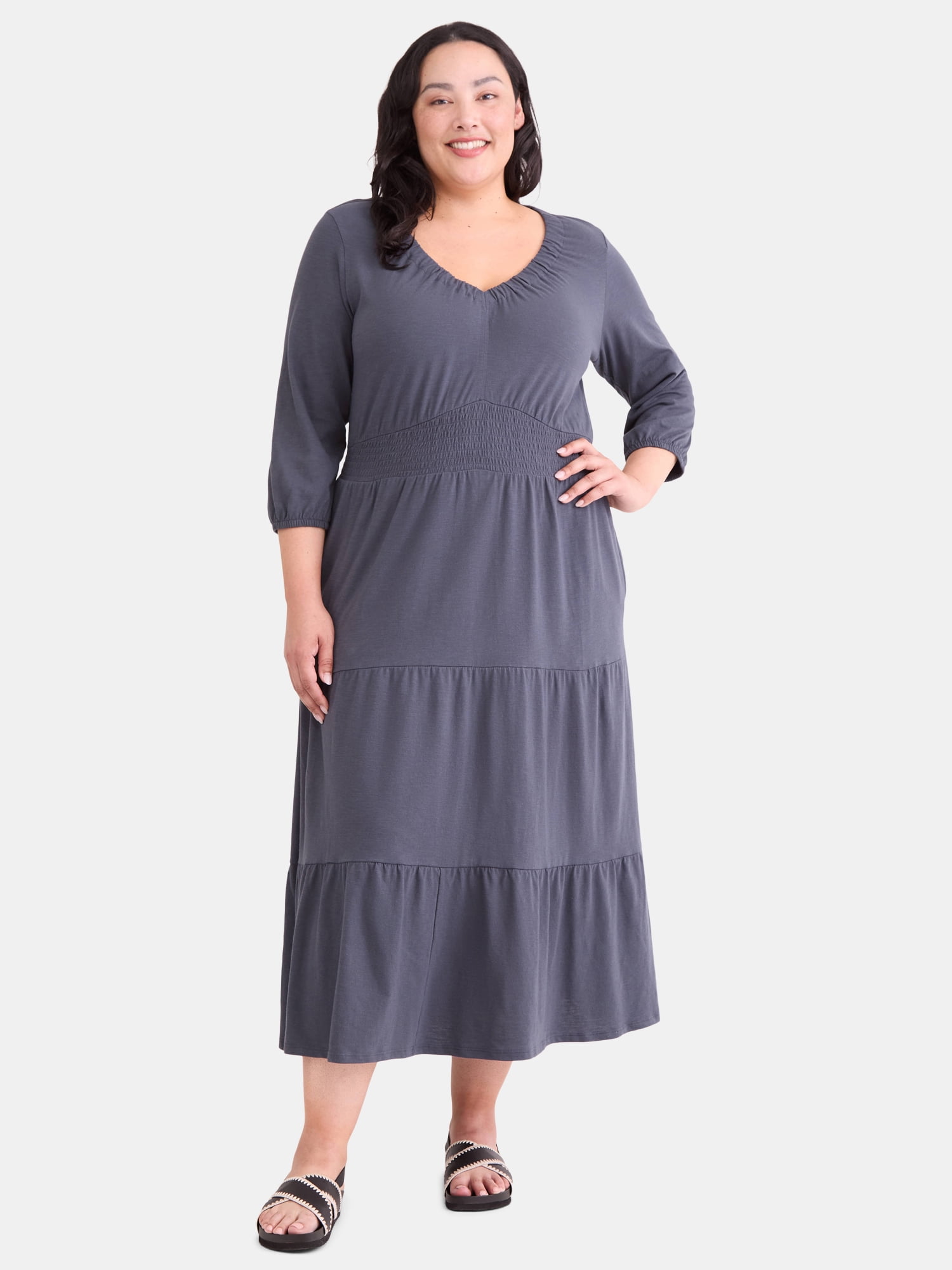 Terra & Sky Women's Plus Size Knit Maxi Dress