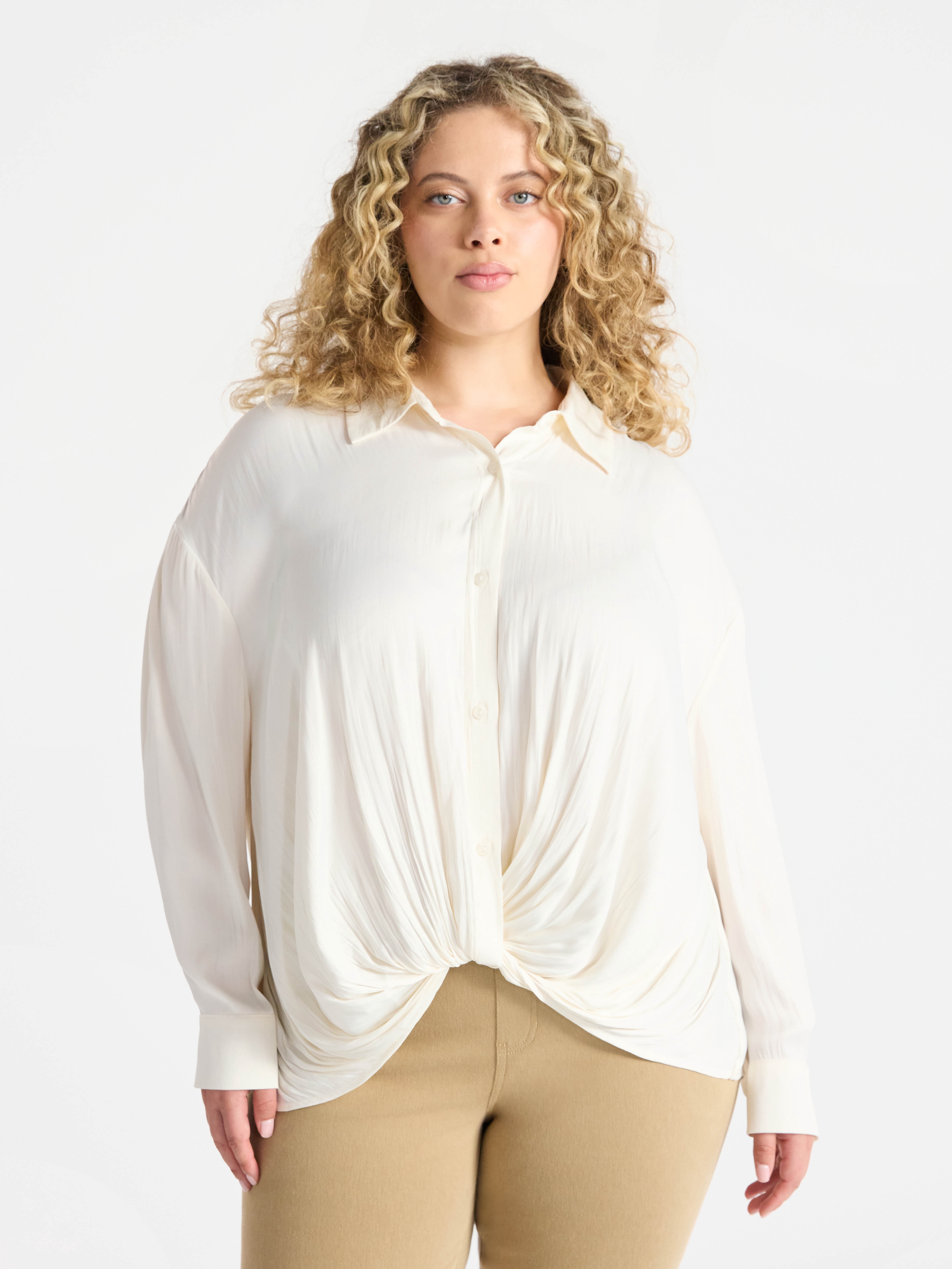 Terra & Sky Women's Plus Twist Front Blouse, Sizes 0X-5X