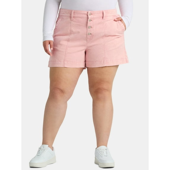 Terra & Sky Women's Plus Utility Shorts, 4” Inseam, Sizes 14W-24W