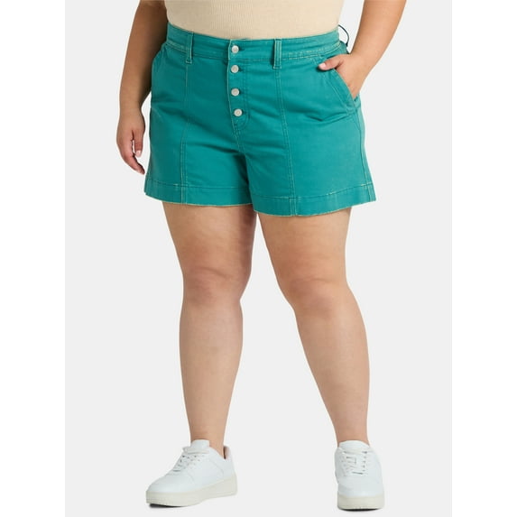 Terra & Sky Women's Plus Utility Shorts, 4” Inseam, Sizes 14W-24W