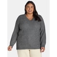 thumbnail image 1 of Terra & Sky Women's Plus V Neck Cable Beaded Sweater, Sizes 0X-5X, 1 of 5