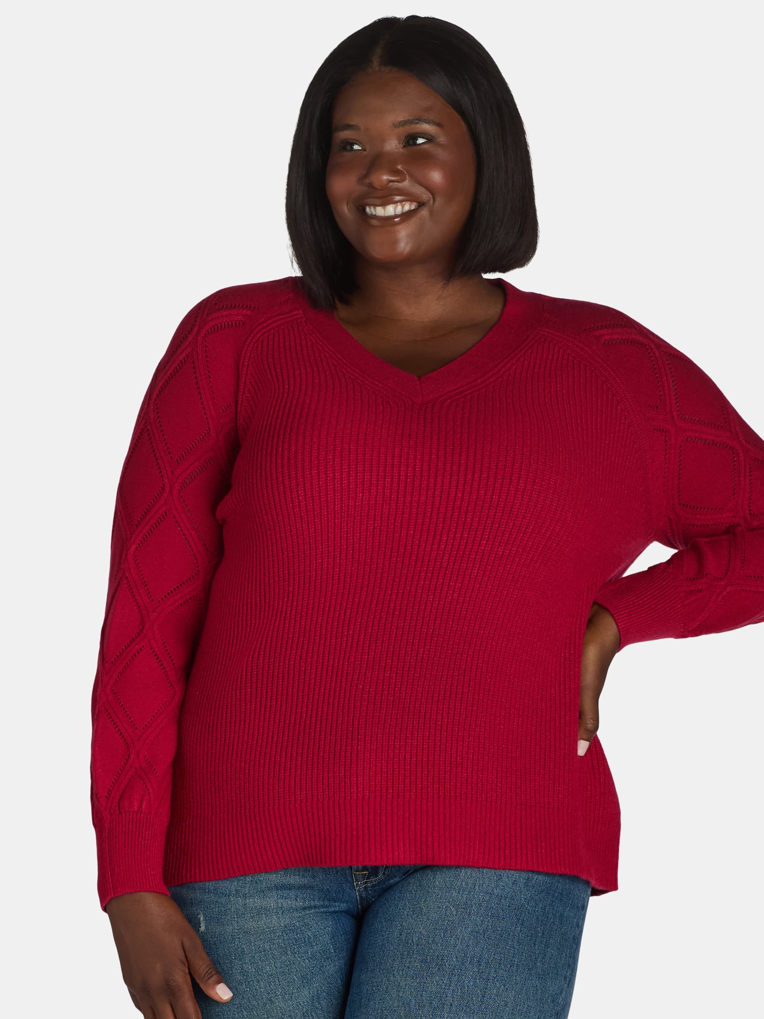 Plus Size Sandyshores Pointelle V-Neck Sweater