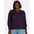 thumbnail image 1 of Terra & Sky Women's Plus V-Neck Pointelle Knit Sweater, Midweight, Sizes 1X-5X, 1 of 5