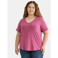 thumbnail image 1 of Terra & Sky Women’s Plus Short Sleeve V-Neck Tee, Sizes 0X-5X, 1 of 5