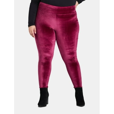 Terra & Sky Women's Plus Velvet Leggings, Sizes 0X-5X, 1-Pack and 2-Pack