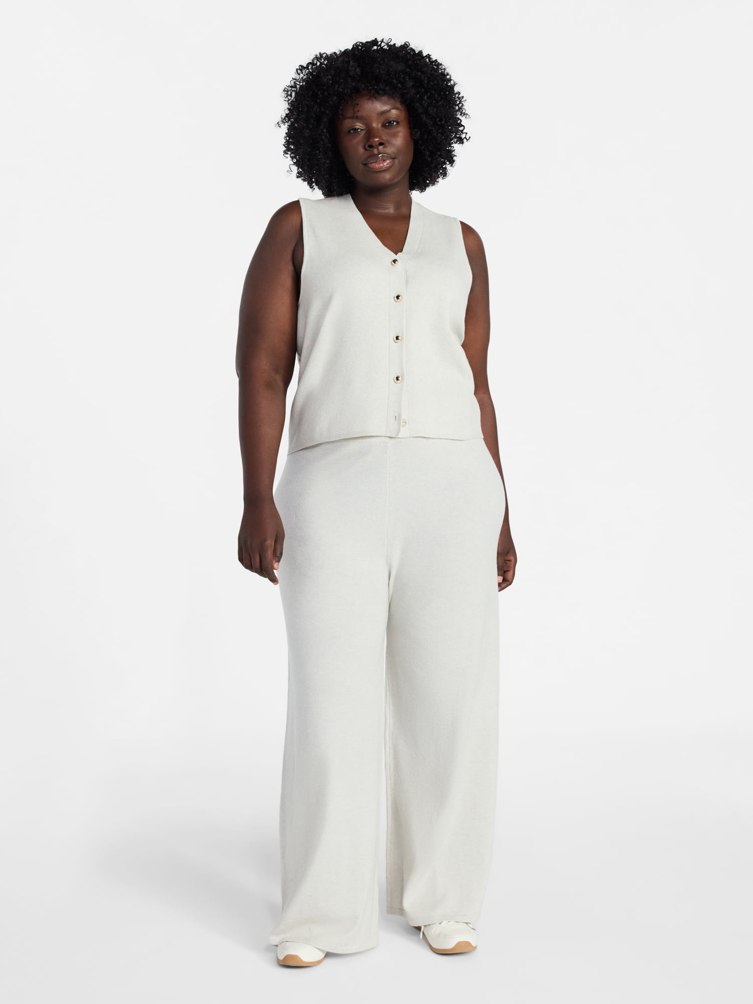 Terra & Sky Women's Plus Size Vest and Pants Outfit Set, 2-Piece, Sizes 0X-4X