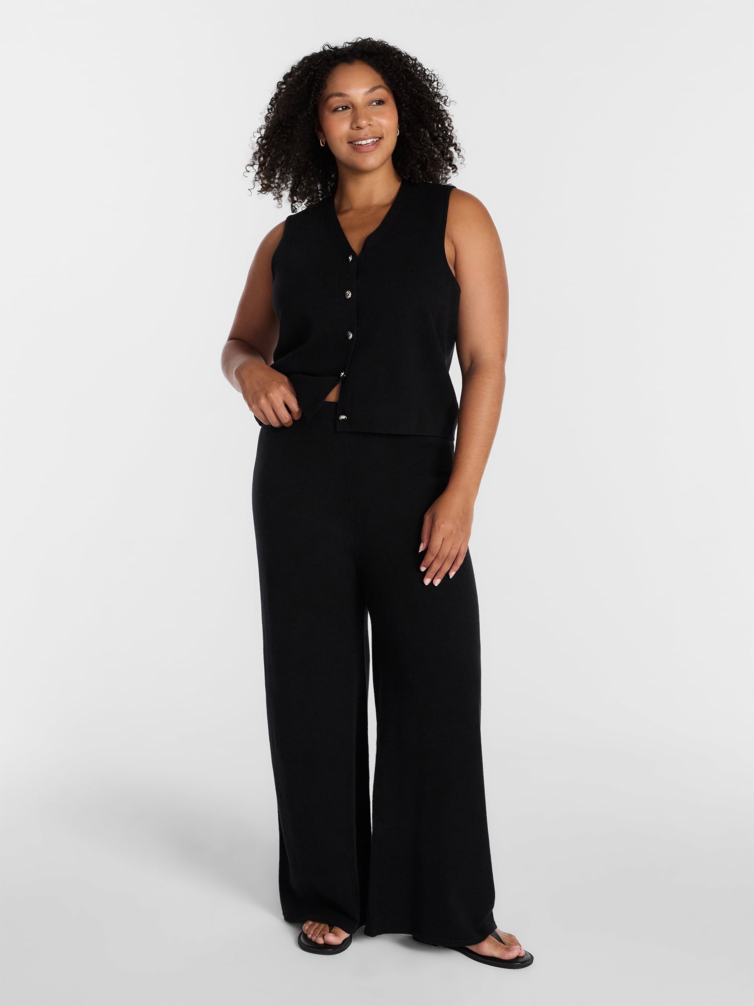 Terra & Sky Women's Plus Size Vest and Pants Outfit Set, 2-Piece, Sizes 0X-4X
