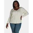 thumbnail image 1 of Terra & Sky Women's Plus Waffle Henley Tee, Sizes 0X-4X, 1 of 5